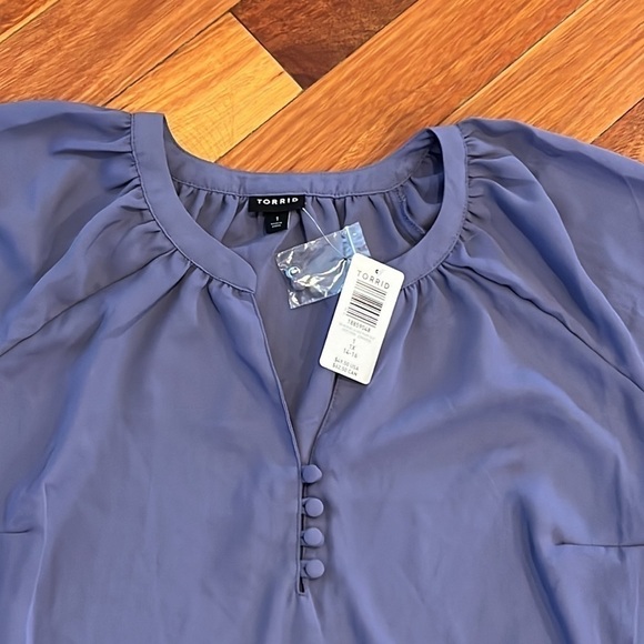 ⭐️ New Torrid 1 Georgette Peasant Blouse Plus Size 1 Top, Puff Sleeve Shirt - Picture 5 of 9